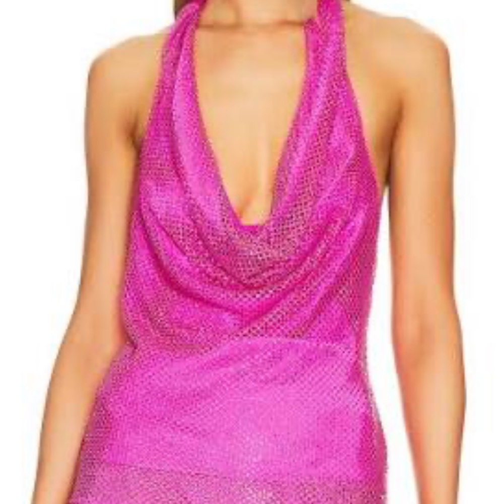 Amanda Uprichard Fuchsia Halter Mesh top. There are some marks on it